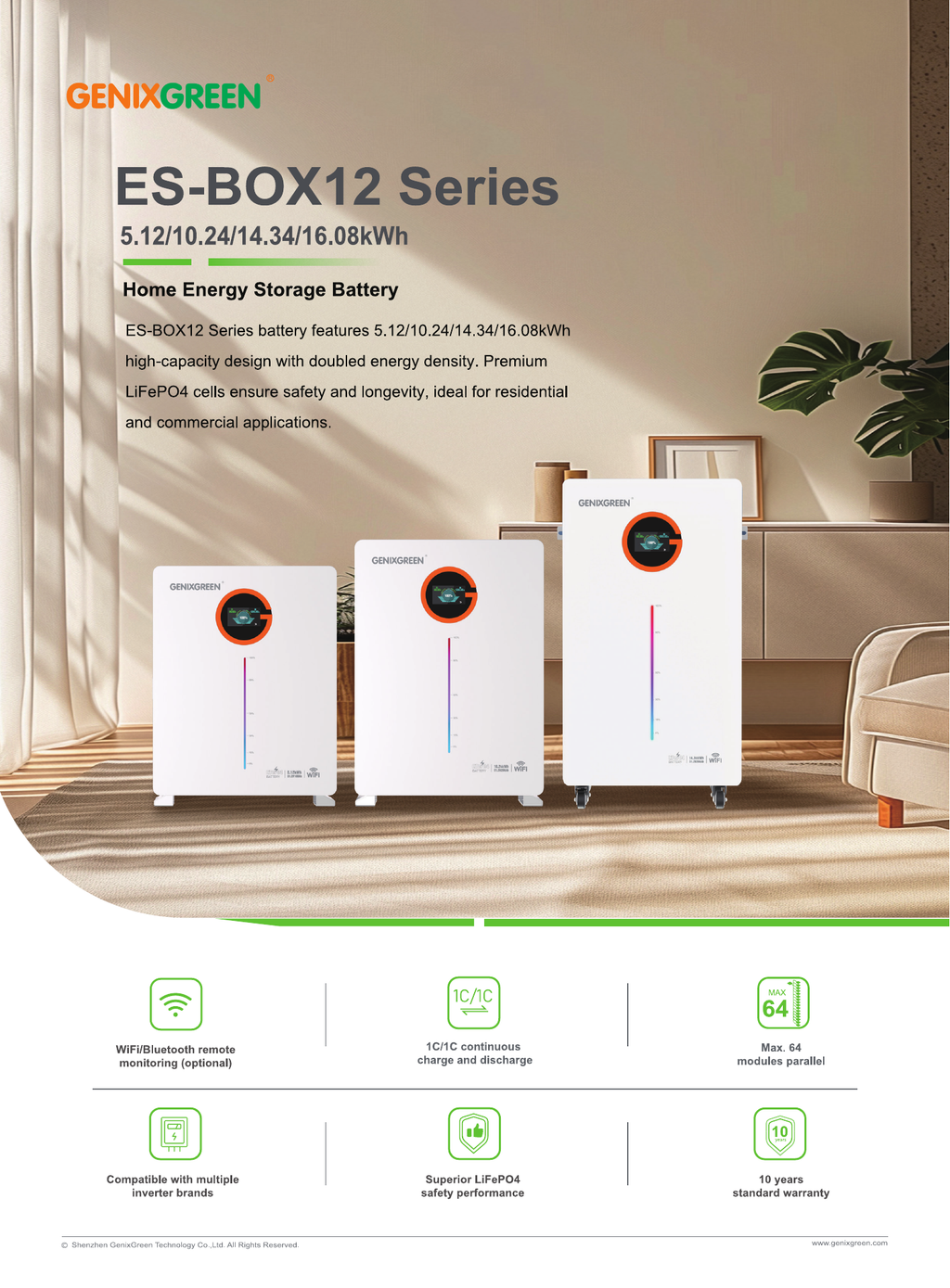 Baterie GenixGreen 16,08kWh LiFePO4